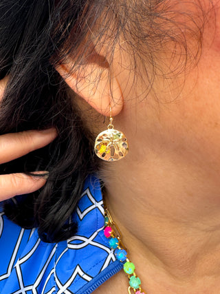 Gold Sand Dollar Earrings