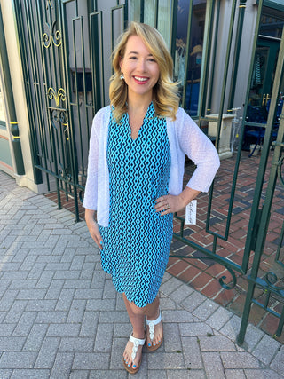 Lulu B Navy Rope Scallop V-Neck Hem Dress