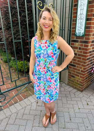 Lulu B Tropical Dragonfly Shift Sleeveless Travel Dress