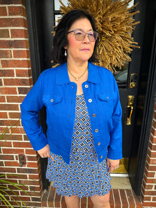 Tango Mango Power Blue Linen Jacket