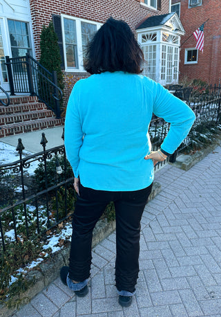 Lulu B Clear Turquoise Vacay Sweater