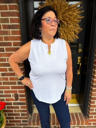 Lulu B White UPF 50+ Sleeveless Keyhole Top