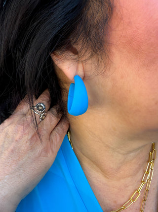 Blue Chunky Hoop Earrings