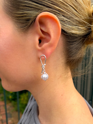 Silver Pearl Knot Earrings