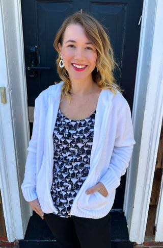 Lulu B White Hooded Chenille Zip Jacket