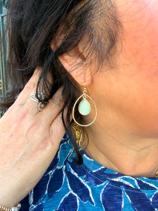 Seafoam and Gold Drop Earrings