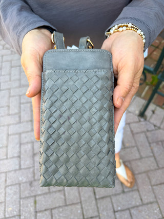 Grey Woven Double Duty Phone Bag