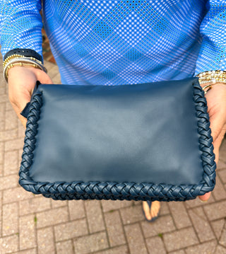 Judith Vegan Whipstitch Shoulder Bag - Navy