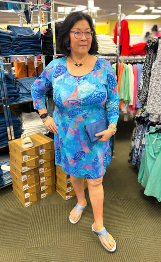 Tango Mango Blue Lagoon A-line Dress with Sleeves