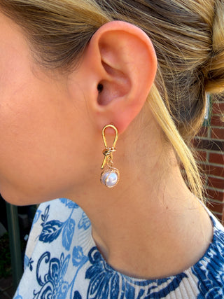 Gold Pearl Knot Earrings