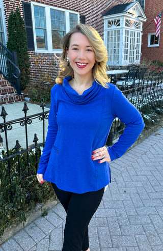 Lulu B Sapphire Button Cowl Neck Tunic