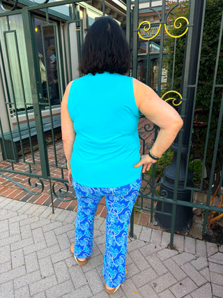 Lulu B Clear Turquoise UPF 50+ A-Line V-Neck Tank