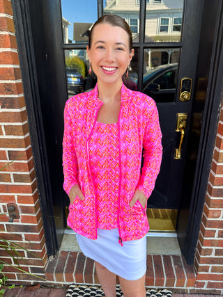 Lulu B Pink and Orange Chevron Basic Tank
