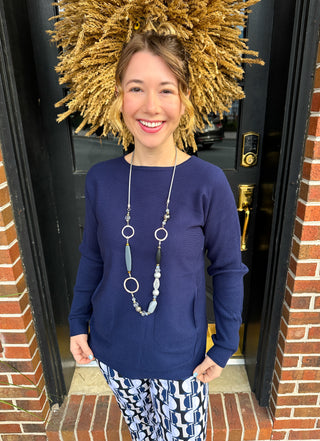 Lulu B Navy Cashmere Feel Sweater