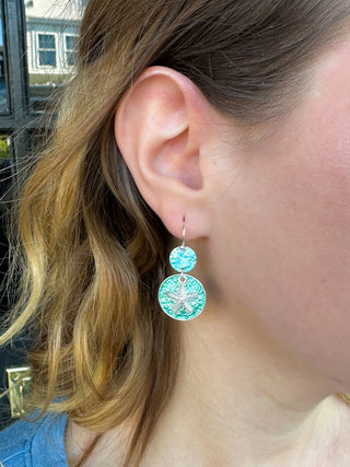 Aqua Sand Dollar Earrings