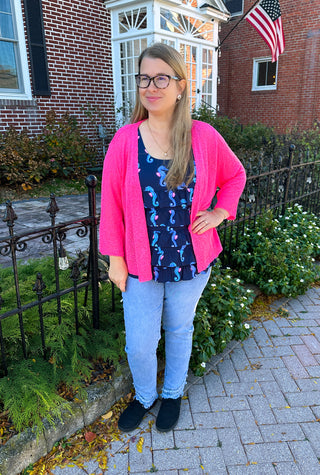 Lulu B Hot Pink Lightweight Cardigan