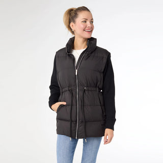 Claire Down Black Puffer Jacket With Knit Sleeve