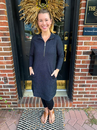 Lulu B Grey Textured Quarter Zip Dress