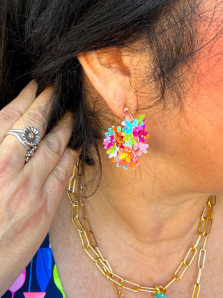 Multicolor Flower Hoop Earrings