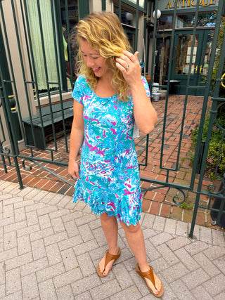 Tango Mango Lagoon Breeze Short Sleeve Dress