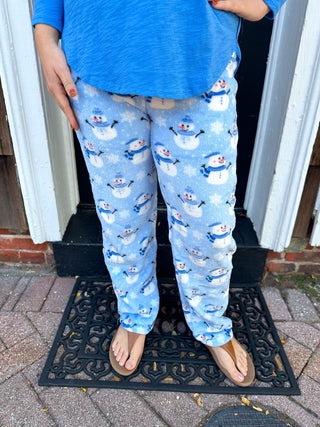 Blue Snowmen Fleece Lounge Pants