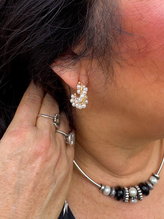 Twisted Gold and Pearl Earrings