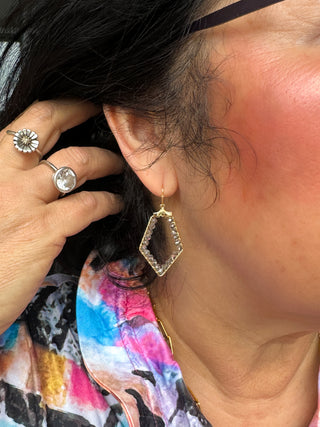 Beaded Grey Drop Earrings