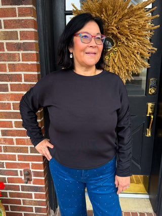 Olivia by Habitat Black Ruched Long Sleeve Top