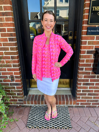 Lulu B Pink and Orange Chevron Basic Tank