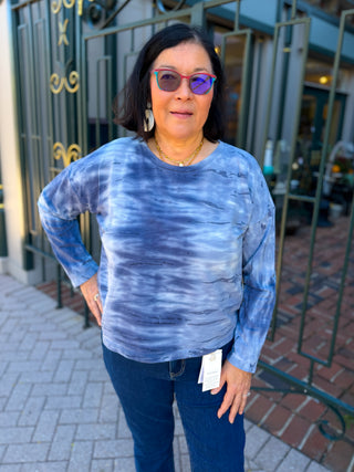Escape by Habitat Navy Tie Dye Modal Sunset Pullover