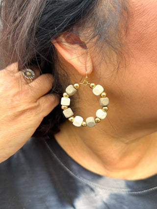 Taupe and Cream Earrings