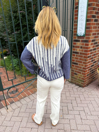 Olivia by Habitat Drop Stitch Boat Neck Sweater Denim