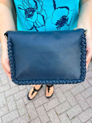 Judith Vegan Whipstitch Shoulder Bag - Navy