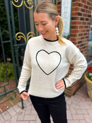 Charlie B Heather Natural Embroidered Heart Sweater
