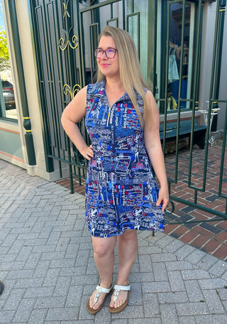 Lulu B Americana Sleeveless Zip Swing Dress