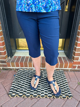 Bangladine by Lulu B Navy Pedal Pusher with Side Vent