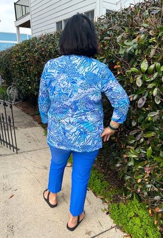 Tango Mango Ocean Dream V-Neck Tulip Hem Top