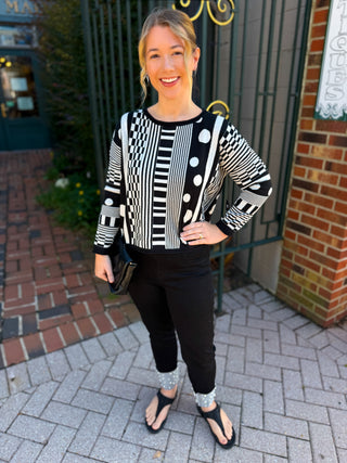 Lulu B Black Denim Cuff Pearl Pant