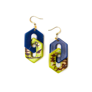 Blooming Days: Tagua Earrings-Callie Lime/Blue