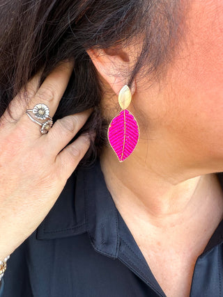 Pink Feather Earrings