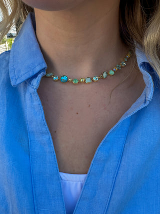 Sorrelli Coastal Dreams Classic Tee-Shirt Tennis Necklace