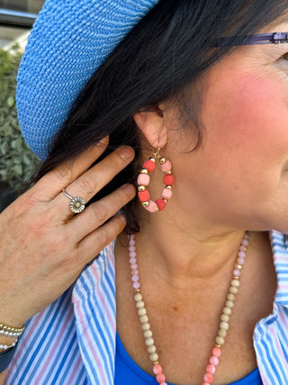 Salmon Multicolor Beaded Earrings