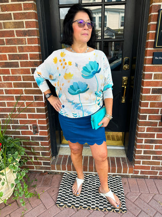 Lulu Scallop Dark Denim Skort