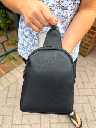 Ellen Sling Bag with Removable Guitar Strap-Black