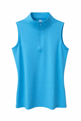 Lulu B Clear Turquoise Sleeveless Zip Top