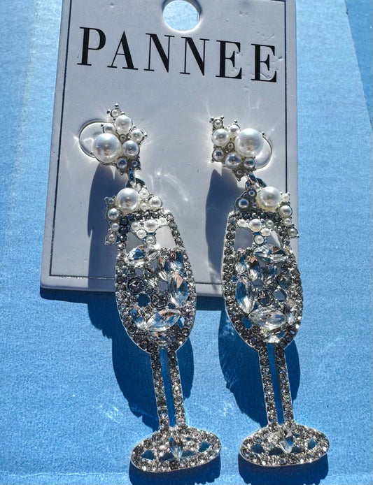 Silver Champagne Earrings