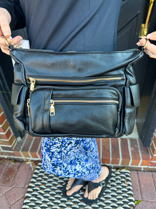 Jen & Co. Nicole Multi-Zip Crossbody - Black