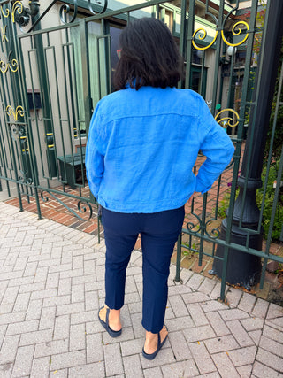 Lulu B Bright Periwinkle Linen Jacket