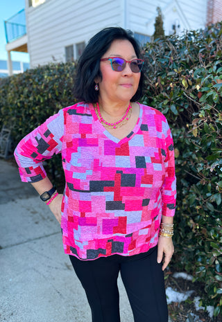 Tango Mango Pink Tiles Criss Cross Tunic
