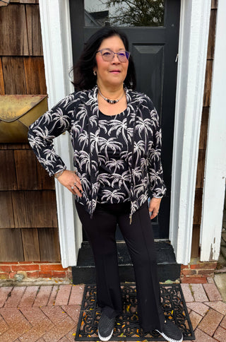 Beachtime by Lulu B Black and Stone Palms Full Zip Jacket